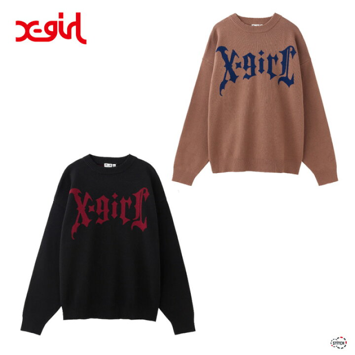 楽天市場】セール X-girl エックスガール GOTHIC LOGO JACQUARD KNIT  