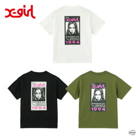 X-girl BOX LOGO AND FACE S/S TEE 105252011020 ボックスロゴ フェイスロゴ 半袖Tシャツ プリント カジュアル ストリート カジュアル ブランド バックプリント 白 黒 緑 ミドル丈 エックスガール XGIRL正規取扱店