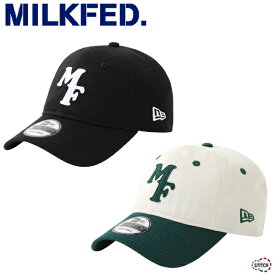 MILKFED.xNEW ERA ミルクフェド×ニューエラ MF PATCH CAP 103232051002 MFパッチキャップ クロ シロ コラボ ロゴ 刺しゅう 6パネル ベーシック オールシーズン 帽子 レディース 正規販売店