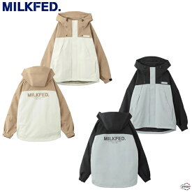 【SALE25%OFF 定価15,400円】 MILKFED. ミルクフェド BICOLOR LOGO MOUNTAIN PARKA 103233021010 バイカラーロゴマウンテンパーカー 流行 ファッション シンプル 黒 ブラック ベージュ 人気 定番 ゆったり ビッグ アクティブ 動きやすい 秋冬 おしゃれ 普段使い アウター