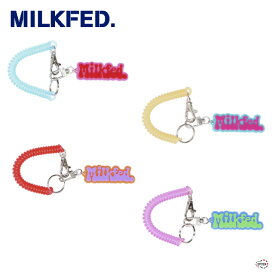 MILKFED. POP LOGO KEYCHAIN 103242054006 ポップロゴキーチェーン キーホルダー フック カールコード カラフル 派手 赤 ピンク 紫 緑 紛失防止 落下防止 プレゼント お揃い ガールズ レディース 学校 ミルクフェド 正規販売店