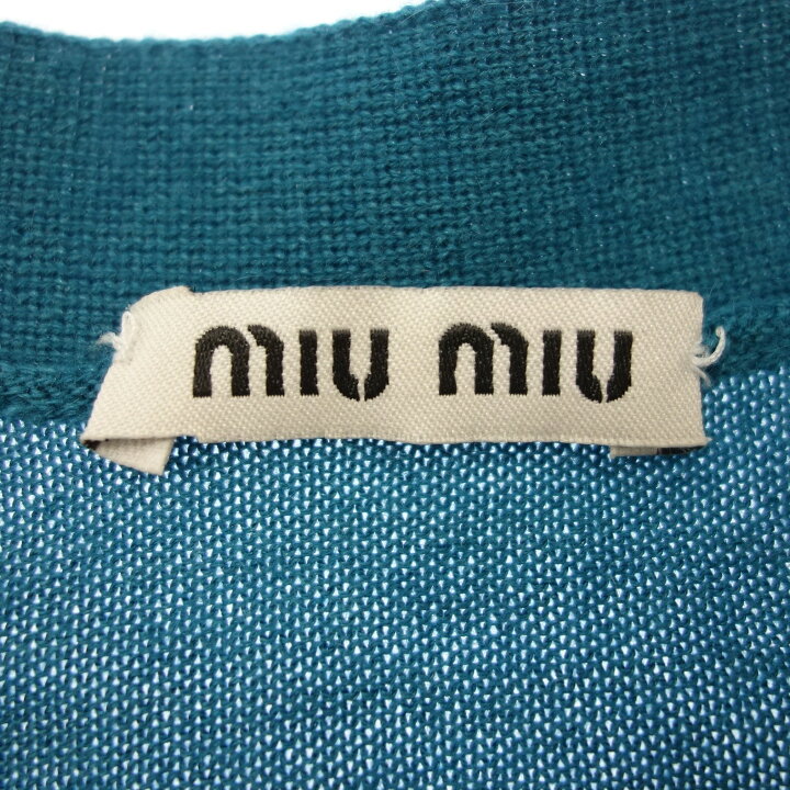 ミュウミュウ シルク混カシミヤ ニットカーディガン 長袖 Vネック レディース 40 緑 MIU MIU【AFB21】【中古】 | ストックラボ
