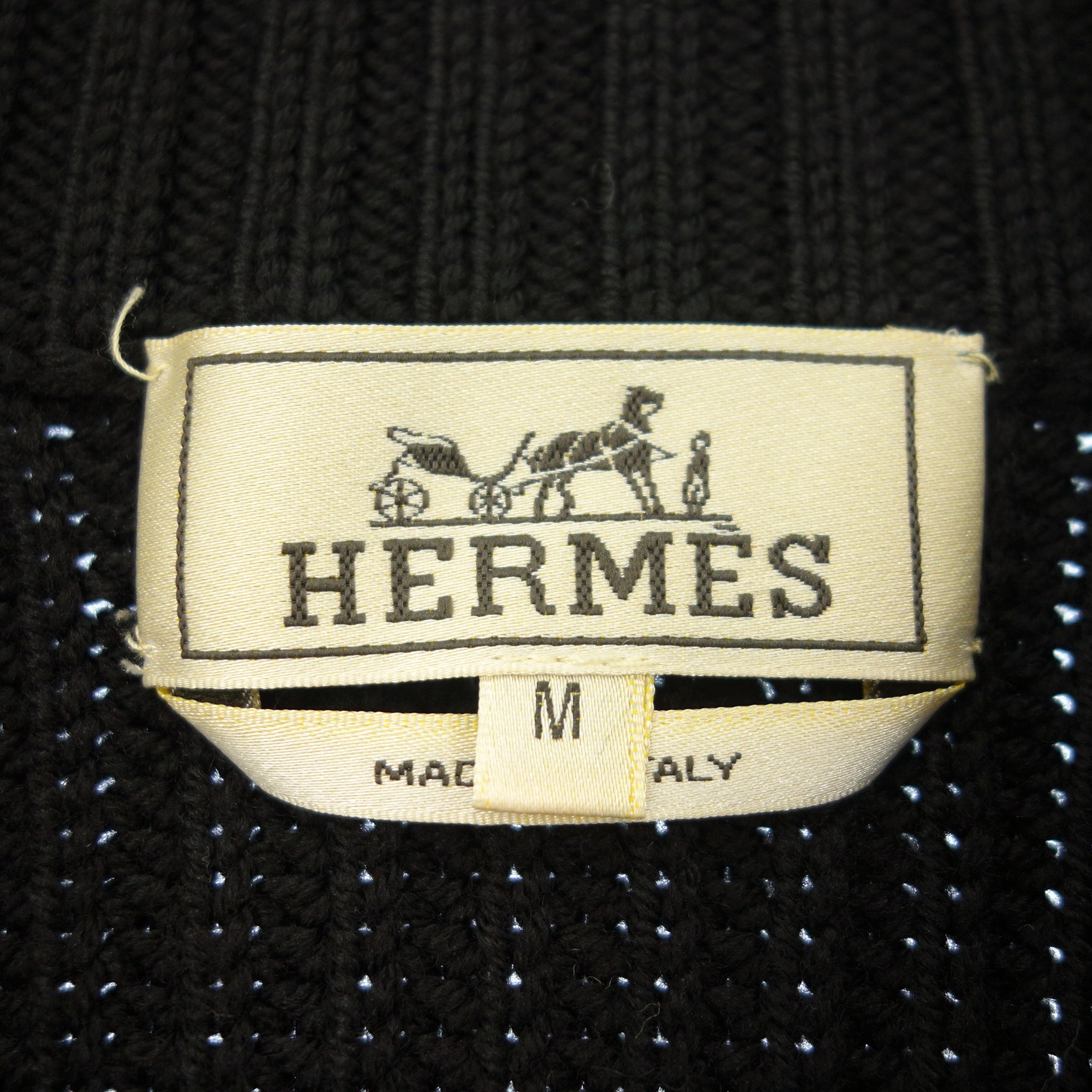エルメス リブニット カーディガン ショールカラー ウール メンズ M 黒 HERMES【AFB46】【中古】 | ストックラボ