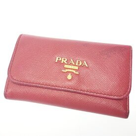 プラダ キーケース サフィアーノ 6連キーケース ピンク PRADA【AFI18】【中古】