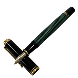 ペリカン 万年筆 スーベレーン 緑縞 ストライプ ペン先14C-585 F字 PELIKAN Souveran【AFI18-2】【中古】