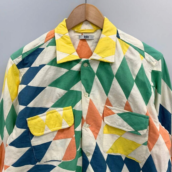 Bode ボーディ シルクシャツ BODE (ボーディ) シルクブランドシアー刺繍シャツ グリーン サイズ:S 