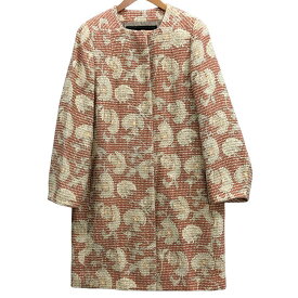 ソブ ダブルスタンダード コート 花柄 総柄 ツイード ノーカラー ピンク レディース サイズ表記無し SOV. DOUBLE STANDARD CLOTHING【AFB13】【中古】