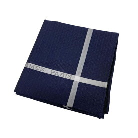 エルメス ハンカチ コットン100% ネイビー レディース HERMES【AFI12】【中古】
