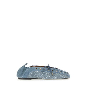 GANNI �K�j�[ ���f�B�[�X �t���b�g�V���[�Y S2913928 LACE-UP BALLERINA DENIM 38 36 40 39 37 �y���������E�֐ō��z