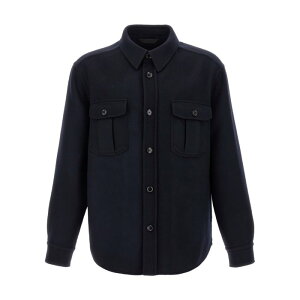 Brioni �u���I�[�j �����Y �J�W���A���W���P�b�g SLVL0LOAA404000 'Vagabond' overshirt Blue L M XL �y���������E�֐ō��z