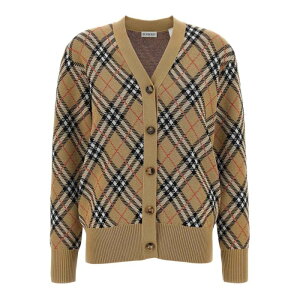 Burberry �o�[�o���[ ���f�B�[�X �j�b�g�E�Z�[�^�[�E�J�[�f�B�K�� 8110579 Cardigan Check Beige M S L XS �y���������E�֐ō��z