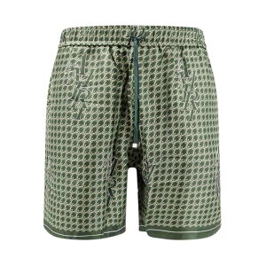 AMIRI �A�~�� �����Y �V���[�g�p���c PS24MPB005RAINFORES Silk bermuda shorts with logo print Green 52 46 �y���������E�֐ō��z