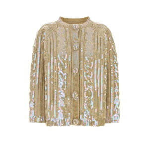 Valentino Garavani ���@�����e�B�m ���f�B�[�X �j�b�g�E�Z�[�^�[�E�J�[�f�B�K�� 7B0KA13B9PNET5 Beige wool cardigan Beige o Tan M �y���������E�֐ō��z