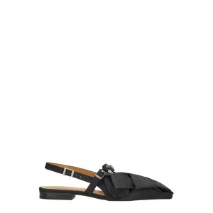 GANNI �K�j�[ ���f�B�[�X �t���b�g�V���[�Y S2859099 SATIN BALLERINA BLACK 40 38 36 39 37 �y���������E�֐ō��z