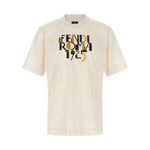 FENDI �t�F���f�B �����Y T�V���c�E�J�b�g�\�[ FY0936AVOHF1J7C 'Fendi Roma 1925' print T-shirt White L M S XL XS 2XL 3XL 4XL 5XL 2XS �y���������E�֐ō��z