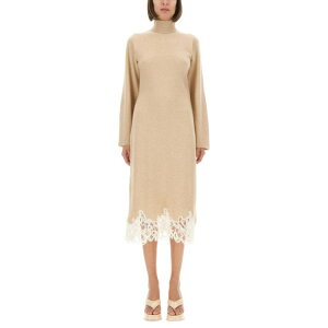 FABIANA FILIPPI �t�@�r�A�i�t�B���b�s ���f�B�[�X �����s�[�X�E�h���X�E�I�[���C������ ABD215F148L5190158 KNIT DRESS WITH LACE HEMLINE BEIGE 40 42 �y���������E�֐ō��z
