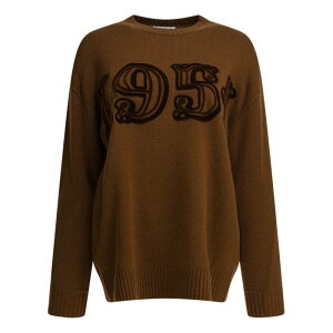 Max Mara �}�b�N�X�}�[�� ���f�B�[�X �j�b�g�E�Z�[�^�[�E�J�[�f�B�K�� 2521366212FIDO015 Embroidered crew neck sweater Brown M S XS �y���������E�֐ō��z