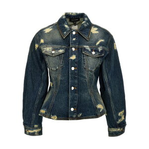 Marc Jacobs }[N WFCRuX fB[X JWAWPbg 2F4RJC002D15491 'The Rip And Repair Fluted Denim Jacket' jacket Blue S XS M yE֐ōz