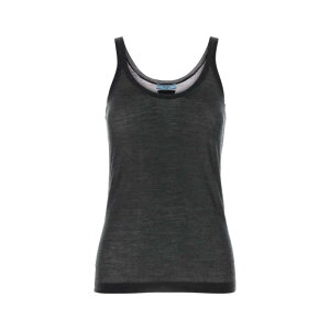 Prada �v���_ ���f�B�[�X �^���N�g�b�v�E�L���~�\�[�� P29B95SOOO18DNF0308 Graphite cashmere blend tank top Grey 40 42 �y���������E�֐ō��z