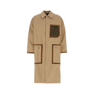 FENDI �t�F���f�B �����Y �R�[�g FF0741APNGF1M2L Cappuccino cotton reversible trench coat Beige o Tan 48 46 �y���������E�֐ō��z
