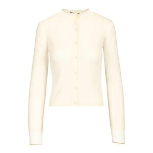 Max Mara Studio �}�b�N�X�}�[�� �X�e���f�B�I ���f�B�[�X �j�b�g�E�Z�[�^�[�E�J�[�f�B�K�� 261634000000000 Ribbed Cardigan White M L S �y���������E�֐ō��z