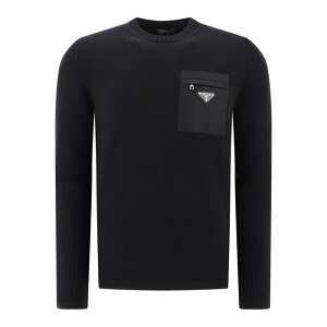 Prada v_ Y jbgEZ[^[EJ[fBK UMB0491W4XF0002 Virgin wool crewneck sweater Black 50 48 52 yE֐ōz