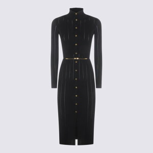 Elisabetta Franchi �G���U�x�b�^ �t�����L ���f�B�[�X �����s�[�X�E�h���X�E�I�[���C������ AM15S61E2110 Elisabetta Franchi Dresses Neri e Grigi 38 40 42 44 �y���������E�֐ō��z