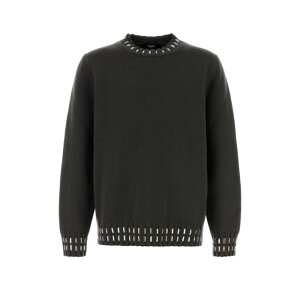 FENDI �t�F���f�B �����Y �j�b�g�E�Z�[�^�[�E�J�[�f�B�K�� FZX091AOZRF0UU0 Charcoal wool blend sweater Grey 48 50 52 �y���������E�֐ō��z