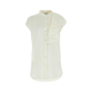 Alexander McQUEEN �A���L�T���_�[�E�}�b�N�C�[�� ���f�B�[�X �V���c�E�u���E�X 754616QBAAE9015 White satin blouse White 38 40 42 44 �y���������E�֐ō��z