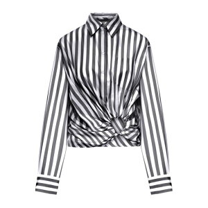 Sportmax �X�|�[�c�}�b�N�X ���f�B�[�X �V���c�E�u���E�X 2612111012600004 PALMIZI CROPPED COTTON SHIRT WITH FRONT KNOT Black IT38 IT40 IT42 �y���������E�֐ō��z