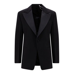 FERRAGAMO �t�F���K�� �����Y �u���U�[�E�W���P�b�g 142202761935NERO Wool blazer with satin profiles Black 48 �y���������E�֐ō��z