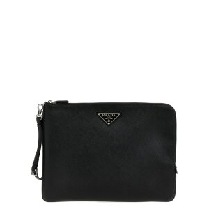 Prada �v���_ �����Y �N���b�`�o�b�O�E�|�[�` 2NH0232FADF0002 Saffiano large pouch Black onesize �y���������E�֐ō��z