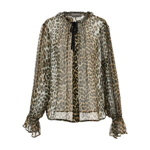 GANNI �K�j�[ ���f�B�[�X �V���c�E�u���E�X W0570943 'Leopard Print Chiffon Tie String' shirt Multicolor EU34 EU36 EU38 EU40 FR34 FR36 FR38 FR30 FR32 FR40 FR42 FR44 FR46 FR48 FR50 FR52 FR54 36 38 40 42 34 �y���������E�֐ō��z