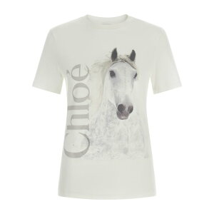 Chloe �N���G ���f�B�[�X T�V���c�E�J�b�g�\�[ CH26SJH11802101 Printed T-shirt White L M S XS XL �y���������E�֐ō��z