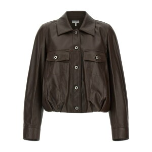 LOEWE ���G�x ���f�B�[�X ���U�[&�t�@�[�W���P�b�g�E�R�[�g S540Y34L963110 Balloon cropped jacket Brown FR36 �y���������E�֐ō��z
