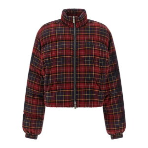 Off-White �I�t�z���C�g ���f�B�[�X �_�E���W���P�b�g�E�R�[�g OWEJ007F25FAB00128482848 'Check Flan Arrow Spray' down jacket Bordeaux IT38 IT40 40 38 �y���������E�֐ō��z