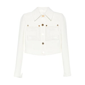 Elisabetta Franchi GUxb^ tL fB[X uU[EWPbg GI15957E2360 Elisabetta Franchi Jackets Ivory Light and natural 32 34 36 38 40 42 44 46 48 50 52 54 yE֐ōz