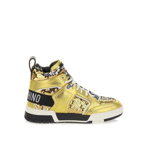 MOSCHINO ���X�L�[�m ���f�B�[�X �X�j�[�J�[ MA15604G1IM96 Sequin High Sneakers Gold 40 36 39 37 �y���������E�֐ō��z