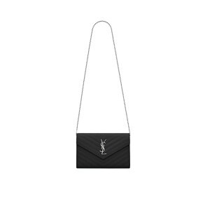 �y�y�V�u���b�N�t���C�f�[�ő�80%OFF+P2�{~�zSaint Laurent �T�����[���� ���f�B�[�X �n���h�o�b�O�E�V�����_�[�o�b�O 377828BOW021000 LEATHER CLUTCH WITH CHAIN AND CASSANDRE LOGO Black onesize �y���������E�֐ō�