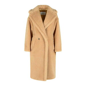 Max Mara �}�b�N�X�}�[�� ���f�B�[�X ���U�[&�t�@�[�W���P�b�g�E�R�[�g 261101E17 Teddy Bear Icon Coat Alpaca And Wool Coat Brown L �y���������E�֐ō��z