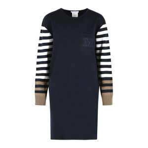 Max Mara �}�b�N�X�}�[�� ���f�B�[�X �����s�[�X�E�h���X�E�I�[���C������ 2611321021008 Cotro Dress In Navy Blue Virgin Wool Blue L M S �y���������E�֐ō��z