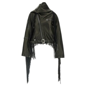 Rick Owens ���b�N �I�E�G���X ���f�B�[�X ���U�[&�t�@�[�W���P�b�g�E�R�[�g RO02E4793LNVEF109 'Cropped Scarf Flight' jacket Black onesize �y���������E�֐ō��z