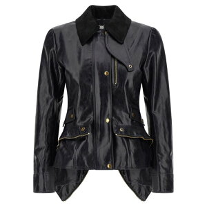 Alexander McQUEEN �A���L�T���_�[�E�}�b�N�C�[�� ���f�B�[�X ���U�[&�t�@�[�W���P�b�g�E�R�[�g 858198Q5AQW4391 Leather jacket Black IT38 IT42 38 42 �y���������E�֐ō��z