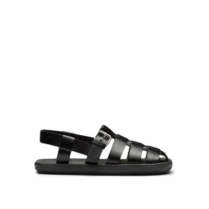 Prada �v���_ �����Y �T���_�� 2X3093FG001B4LF0002 Interwoven Straps Flat Sandals Black 11 8 7 �y���������E�֐ō��z