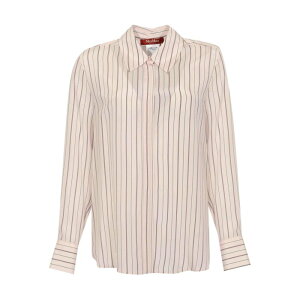 Max Mara Studio �}�b�N�X�}�[�� �X�e���f�B�I ���f�B�[�X �V���c�E�u���E�X 26161110116E15 Mstflirt Shirt In Pink Striped Crepe De Chine Nude & Neutrals 46 42 40 38 �y���������E�֐ō��z