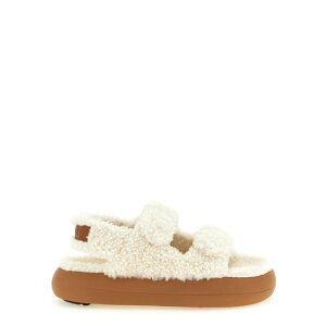 MOON BOOT ���[���u�[�c ���f�B�[�X �T���_�� 80D2420020H017 Shearling sandals White 37 38 39 40 41 �y���������E�֐ō��z