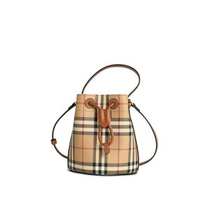 Burberry �o�[�o���[ ���f�B�[�X �n���h�o�b�O�E�V�����_�[�o�b�O 8109794 Check Mini Bucket Bag In Beige Cotton Blend Beige onesize �y���������E�֐ō��z