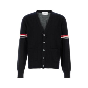 Thom Browne �g���E�u���E�� �����Y �j�b�g�E�Z�[�^�[�E�J�[�f�B�K�� MKC519AY1002415 Dark blue wool cardigan Blue 3 5 1 4 2 �y���������E�֐ō��z