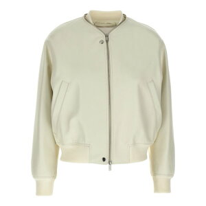 Jil Sander �W���T���_�[ ���f�B�[�X ���U�[&�t�@�[�W���P�b�g�E�R�[�g J04BN0104J07173102 Leather bomber jacket White DE34 DE36 36 34 �y���������E�֐ō��z