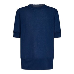 Maison Margiela ] }WF Y jbgEZ[^[EJ[fBK S50HL0008S18204477 Wool knitted logo crewneck with ribbed hem Blue S yE֐ōz
